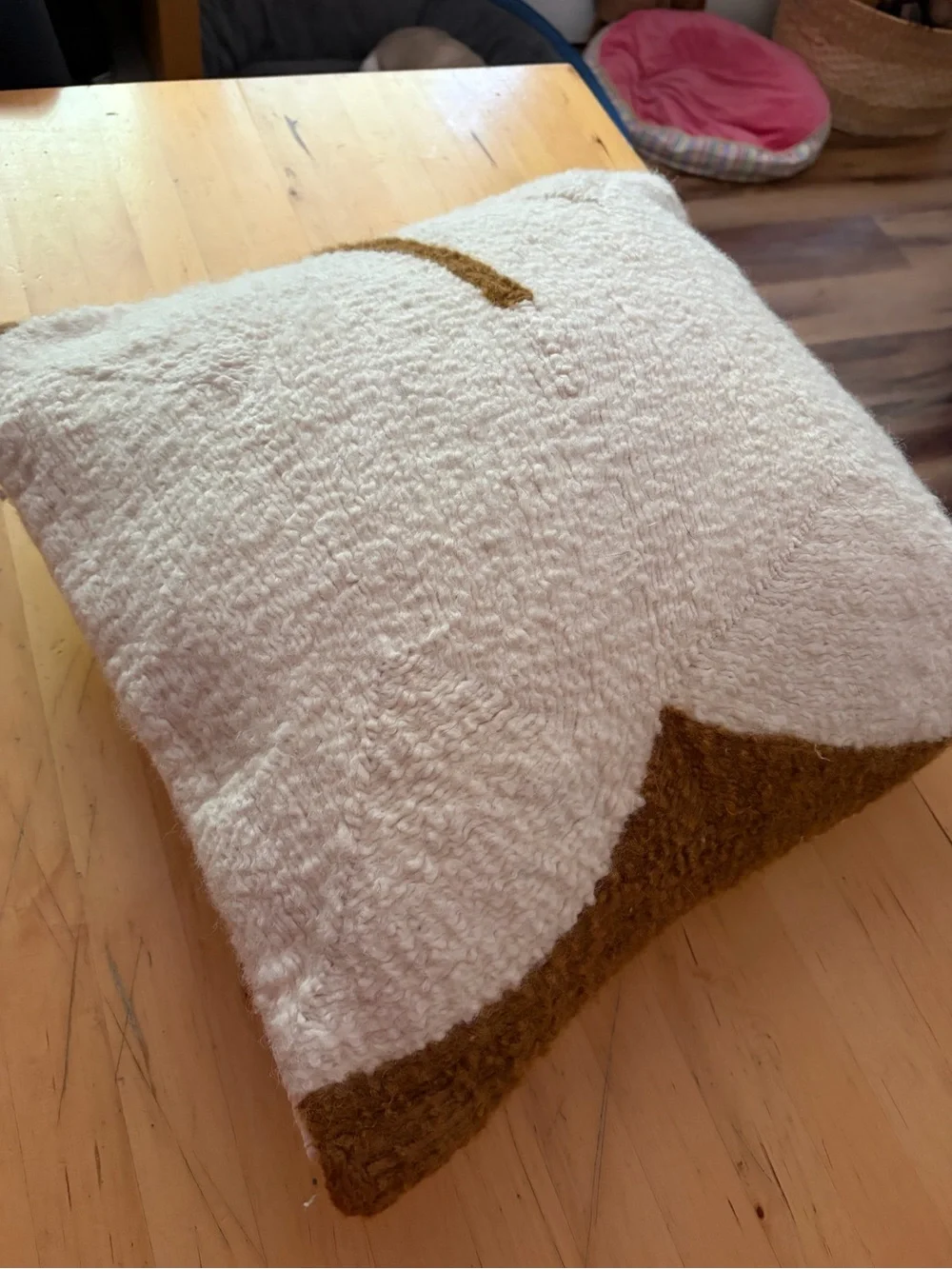 West Elm Cream and Brown Textured Throw Pillow